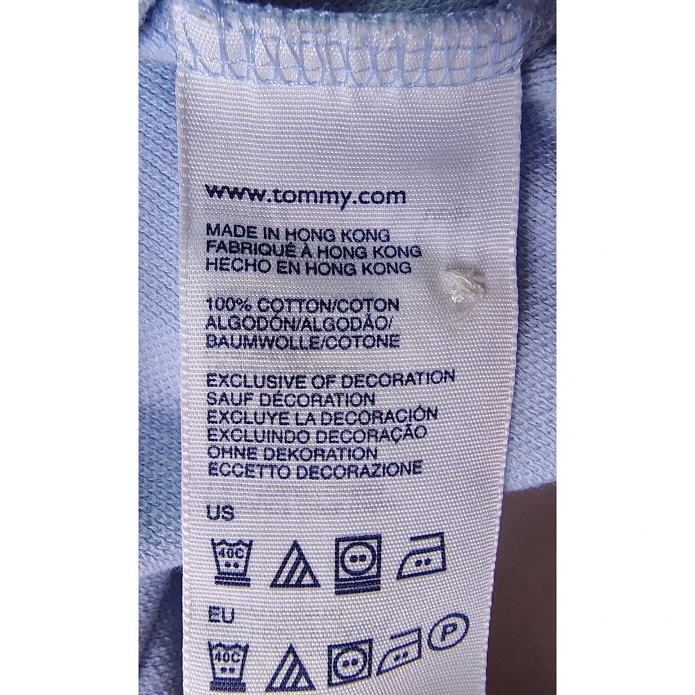 Tommy Hilfiger Polo Shirt Mens Large L Blue Pique Short Sleeve Casual Prep